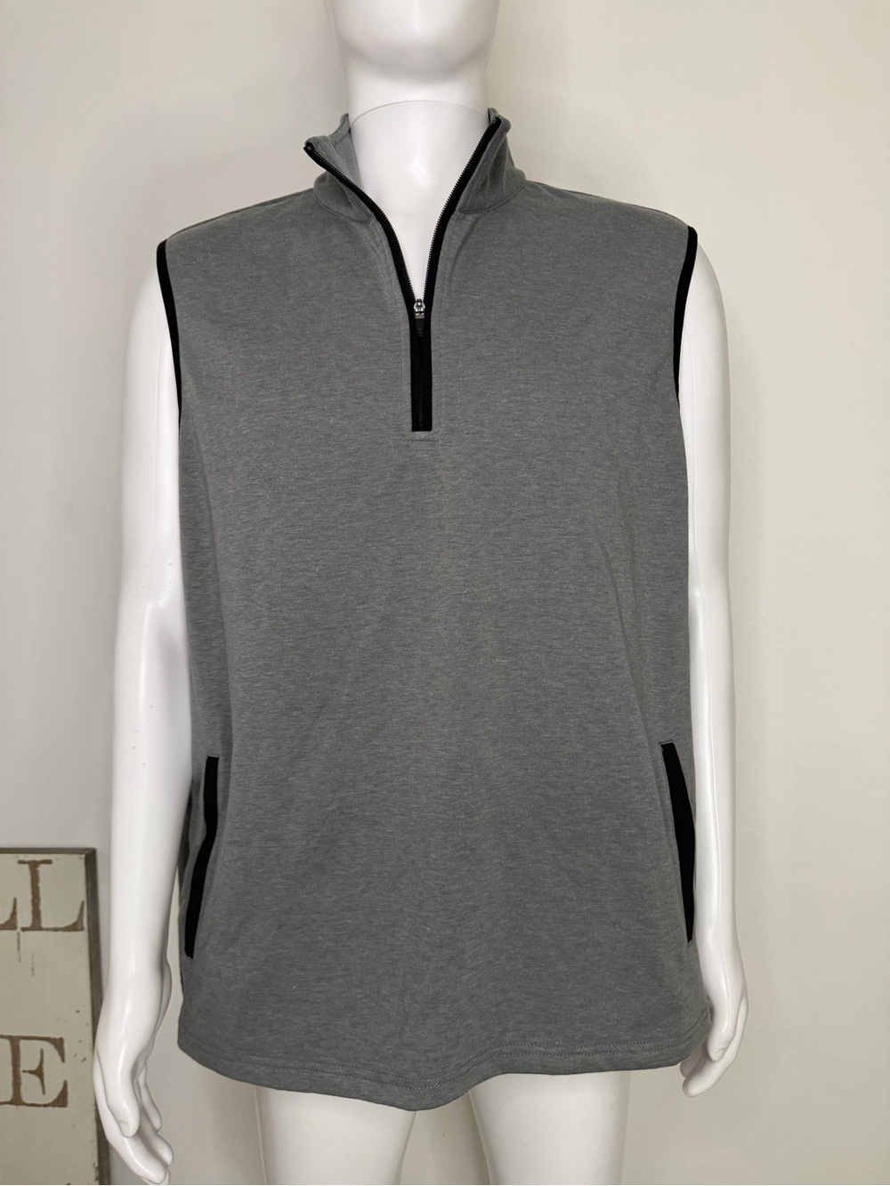Three Sixty Six Grey Quarter-Zip Sleeveless Vest